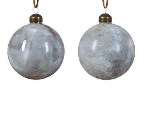 Guľa vianočná x1 šedá/zlatá 8cm sklo