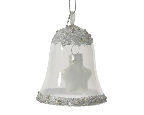 Guľa vianočná x1 zvonček sklo
