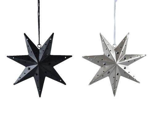 Hviezda kov čierna/strieborná záves