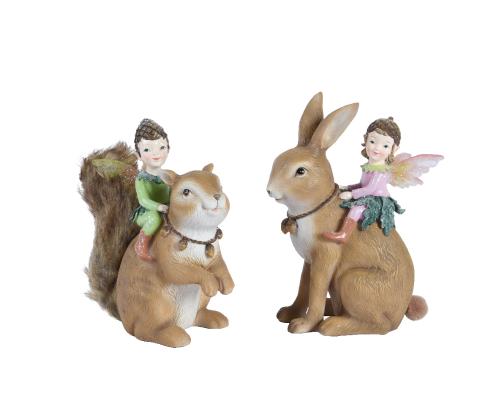 Zajac s anjelom keramický