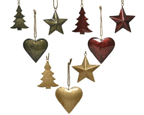 Hviezda,stromček,srdce záves kov