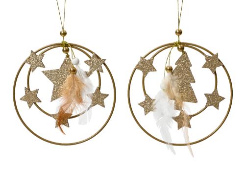 Dekorácia hviezdy v kruhu záves kov