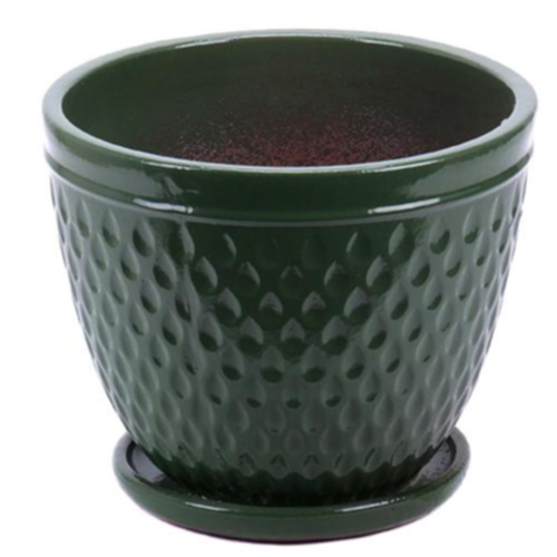 Kvetináč keramický s podložkou green 32x27 3/3
