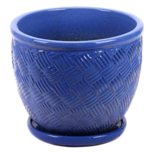 Kvetináč keramický s podložkou fireworks blue 32x27 3/3