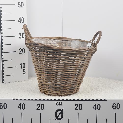 Kôš ratan okrúhly s rúčkami 42x32cm