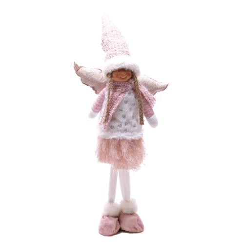 Postavička anjelik s ružovou sukňou látkový 29x13x59 cm
