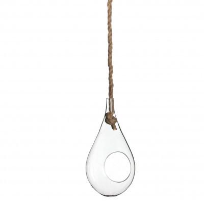 Glass Hanger Drop+rope d12*25cm