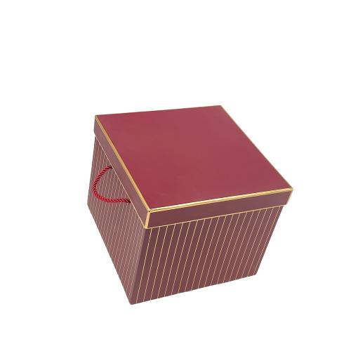 Box štvorec s prúžkami 3/3 bordový