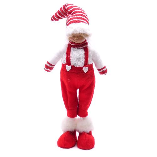 Postavička chlapček v nohaviciach látkový červeno-biely 17x13x48 cm