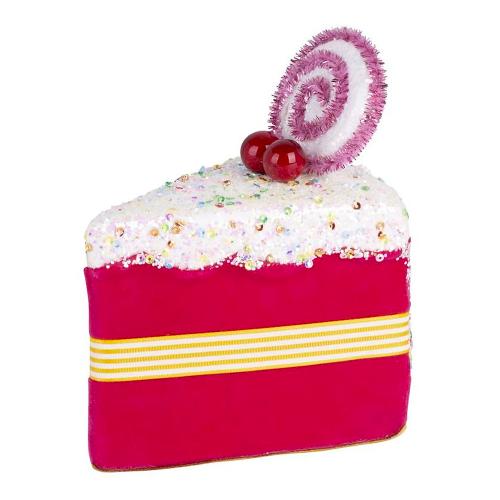 Dekorácia koláčik, ružový, závesný, 13x9x15 cm