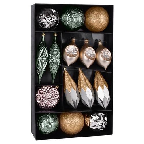 Gule vianočné set 15 ks medeno - zelené 8-15 cm