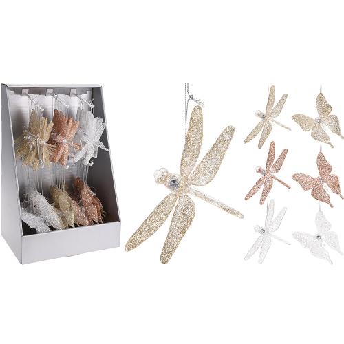 Dekorácia vážka sklo záves 12cm
