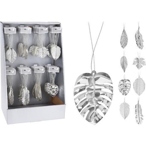 List strieborný záves 9cm