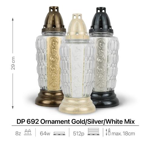 Kahan sklo DP 692 ornament gold/silver/white