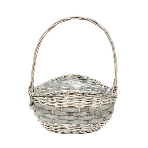 Kôš prút.ovál s rúčkou šedý 3/3