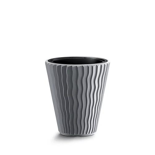 Kvetináč SANDY+vklad šedý kameň 29,7cm
