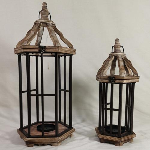 Lampáš drevo kov 19x16.5x45
