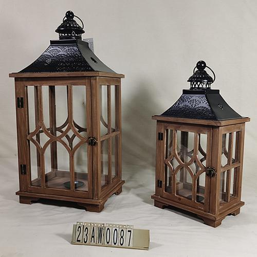 Lampáš drevo kov 24x17x47