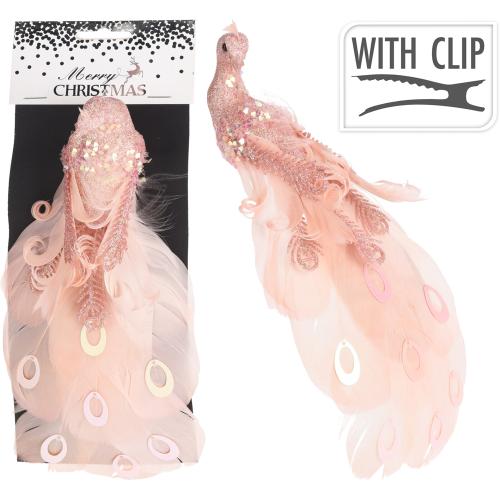 Páv štipec ružový 6x5x25cm