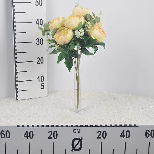 Kytica pivónia  x10 ružovo-žltá 48cm umelá